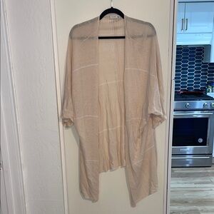 Gentle Fawn Soft Pink / Beige Hue with White Stripe Open-Front Cardigan | S